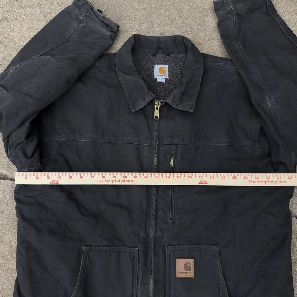 VTG‎ Carhartt Sandstone Ridge Jacket Men's Large C61 BLK Chore Coat Sherpa Lined